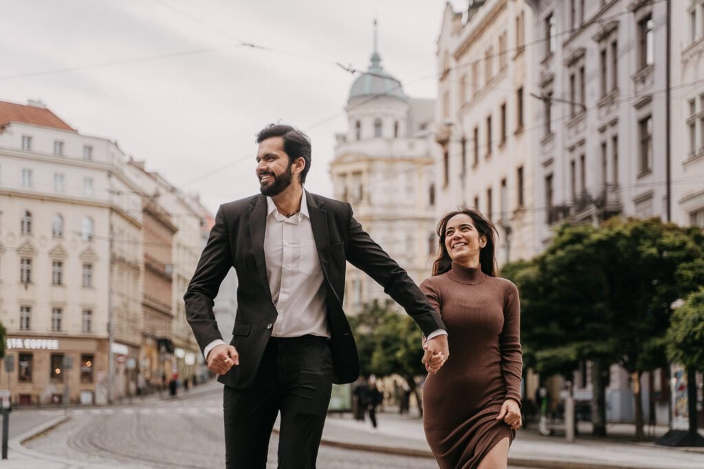 Photosession in Prague, industrial couple photoshoot, photo walk in prague, prague photographer