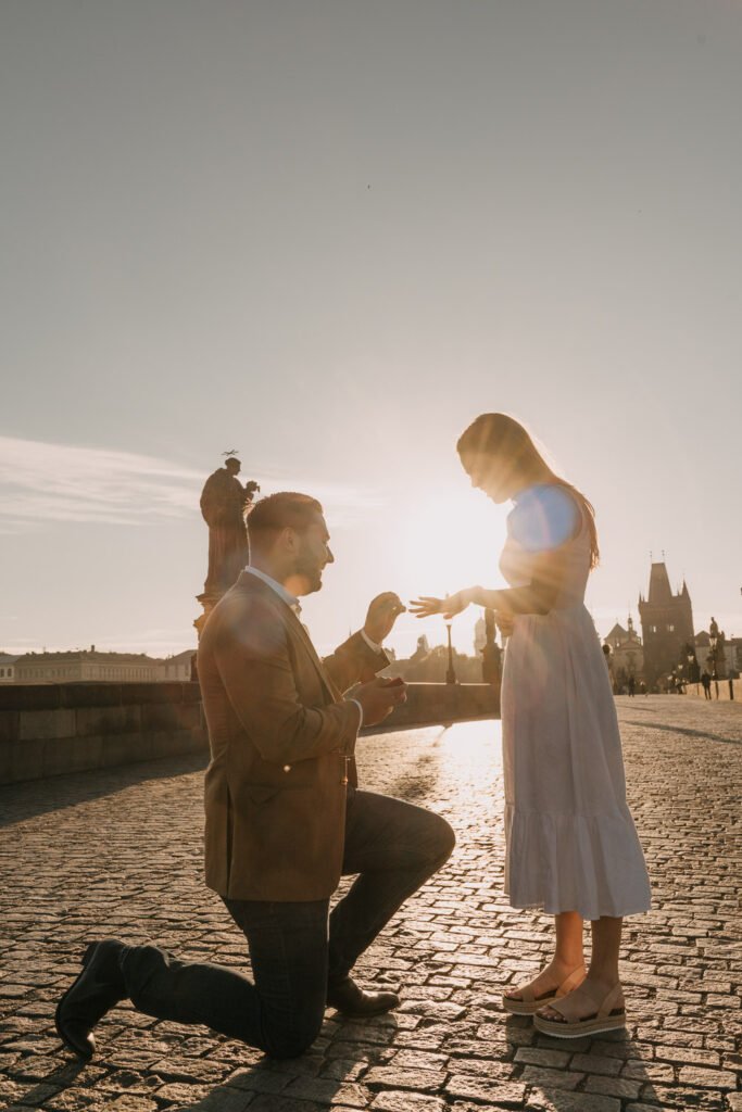 Pre wedding photoshoot in Prague, Prague wedding photographer, surprise proposal engagement, Prague photographer