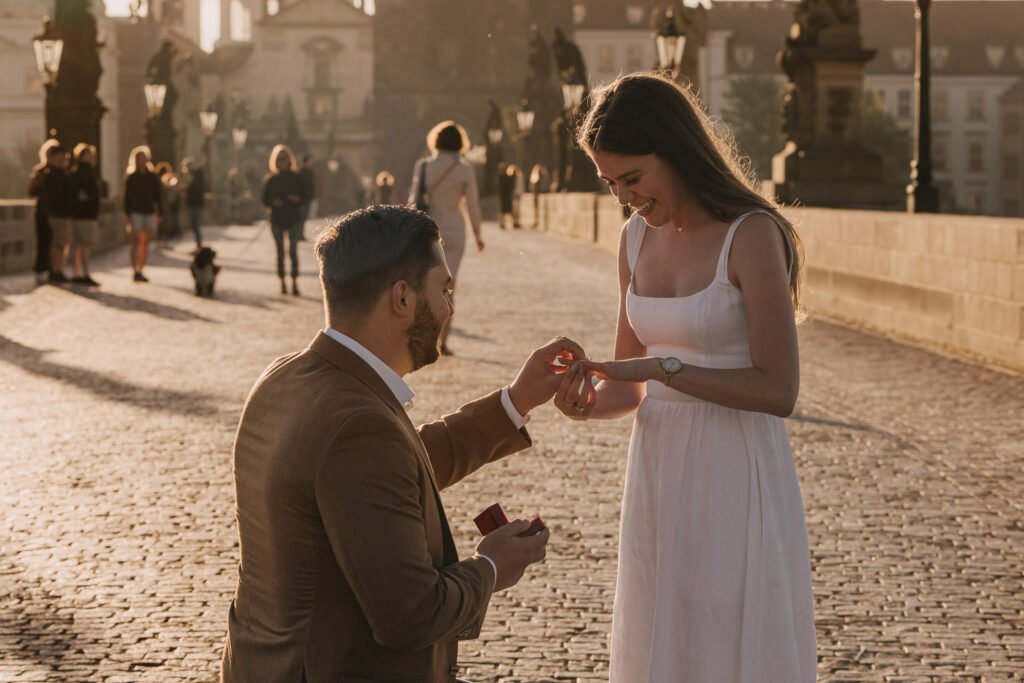 Pre wedding photoshoot in Prague, Prague wedding photographer, surprise proposal engagement, Prague photographer