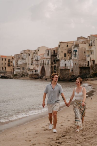 cefalu couple photoshoot, prewedding photographer sicily, honeymoon photographer sicily, engagement photoshoot sicily, beach couple photo ideas
