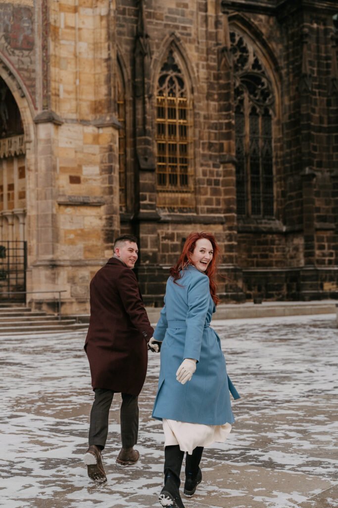 couple photoshoot in prague, winter photoshoot prague, prague photographer, elopement prague