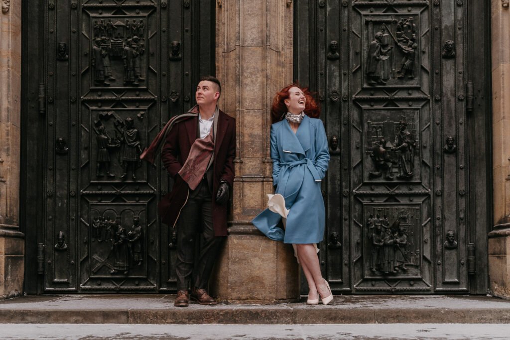 couple photoshoot in prague, winter photoshoot prague, prague photographer, elopement prague