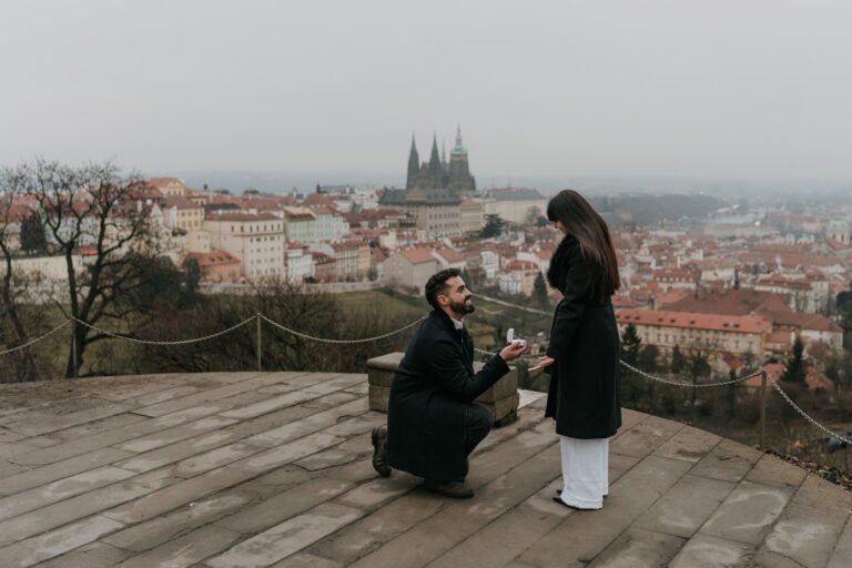 Surprise proposal in Prague, engagement photographer in prague, surprise proposal photoshoot prague